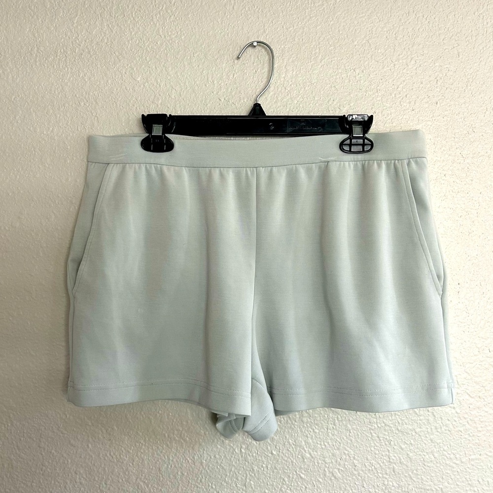 Club Monaco High Rise Light Green Flat Front Lounge Shorts L